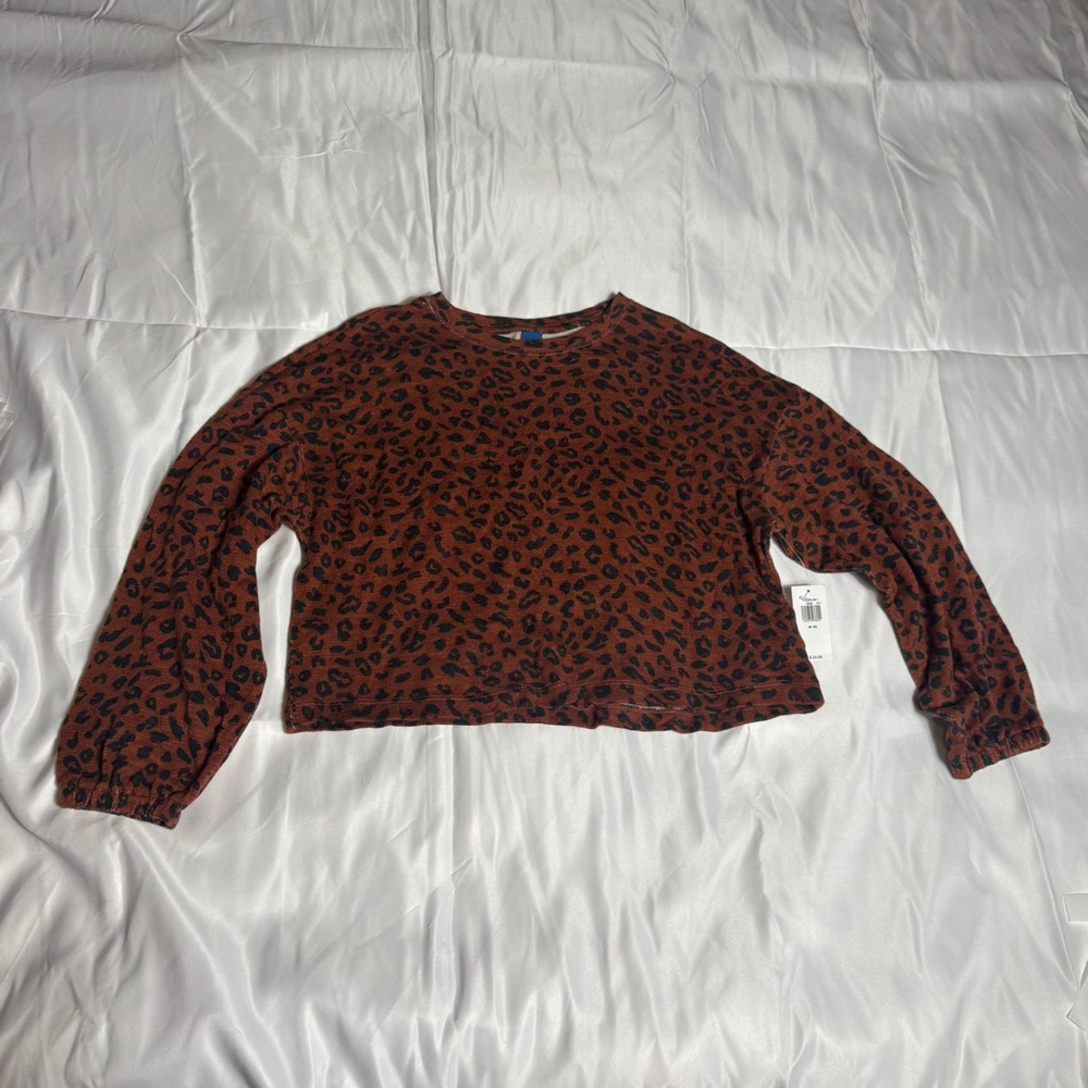 Women’s Old Navy Sweatshirt M Brown Black Leopard Print